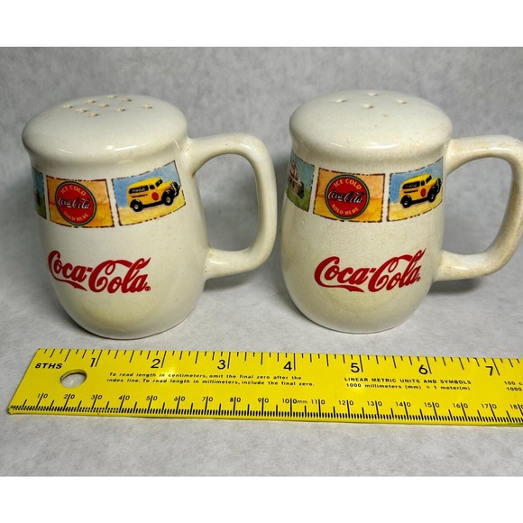 Authentic Retro Vintage Coca Cola Ceramic Salt & Pepper Shakers by Gibson - Picture 4 of 4